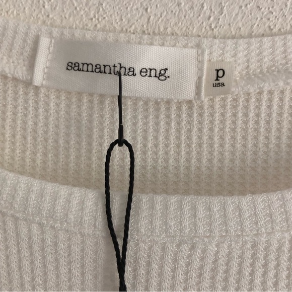 Samantha Eng Crop Tee Ribbed Knit Short White Small - Picture 6 of 7